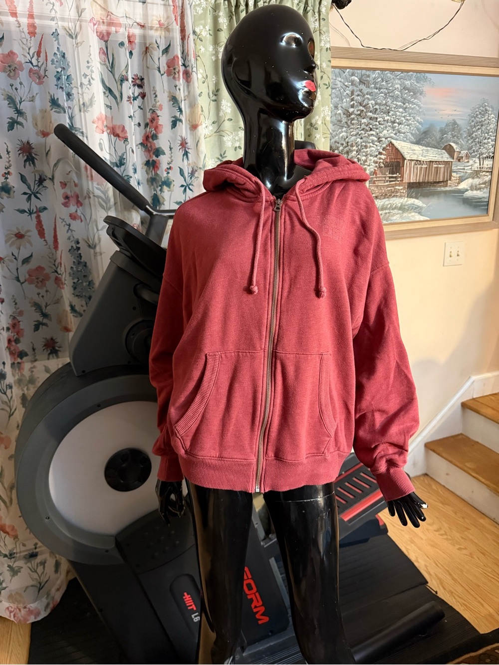 American Eagle Outfitters Rose Zip-Up Hoodie